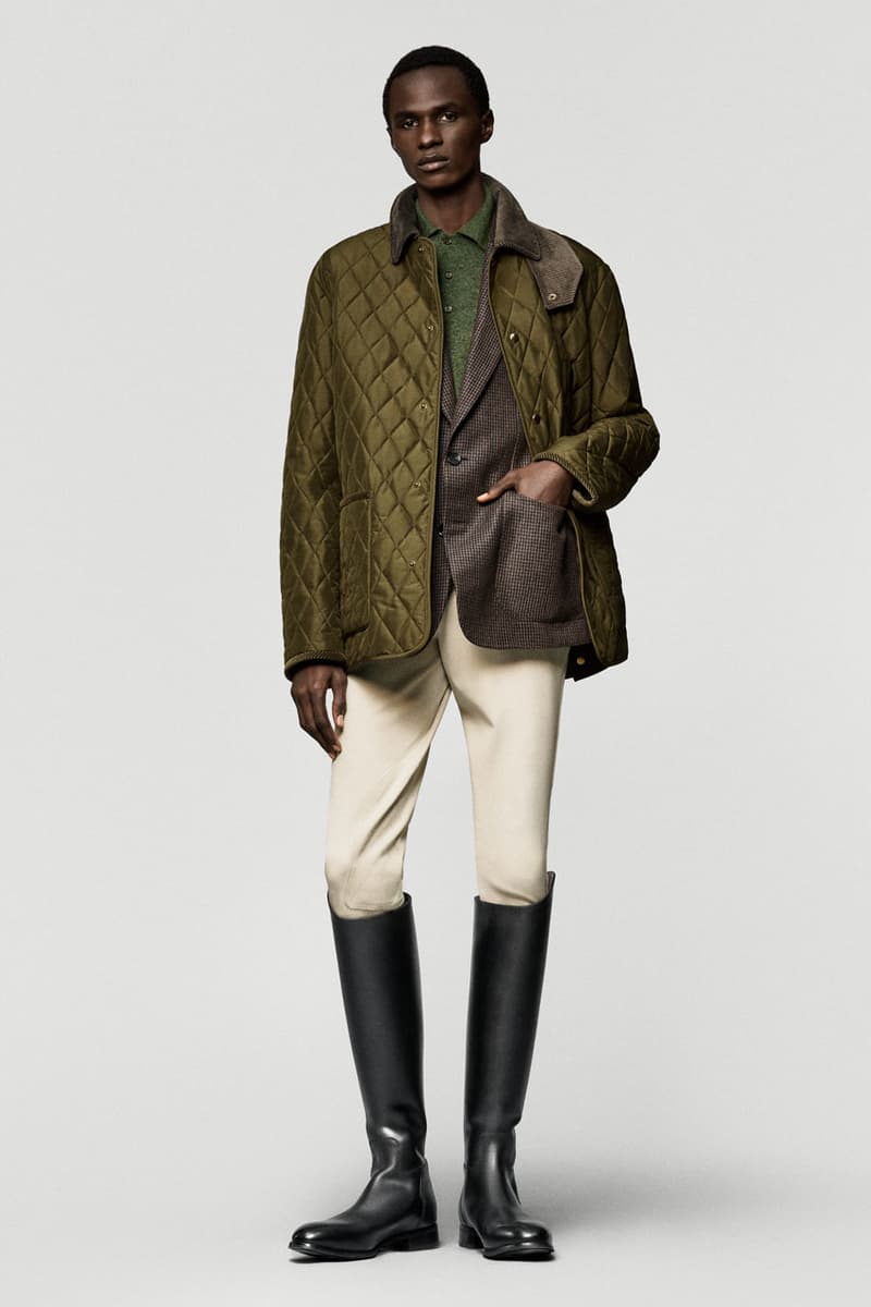 Loro piana fall winter 2025 2026 collection milan fashion week equestrian hunting jackets parka merino wool cashmere boots leather satin suit suede cheviot spagna jacket cape 