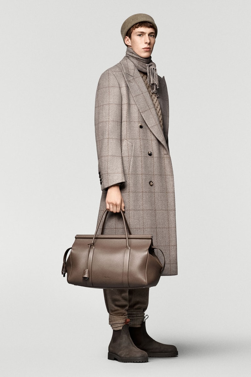 Loro piana fall winter 2025 2026 collection milan fashion week equestrian hunting jackets parka merino wool cashmere boots leather satin suit suede cheviot spagna jacket cape 