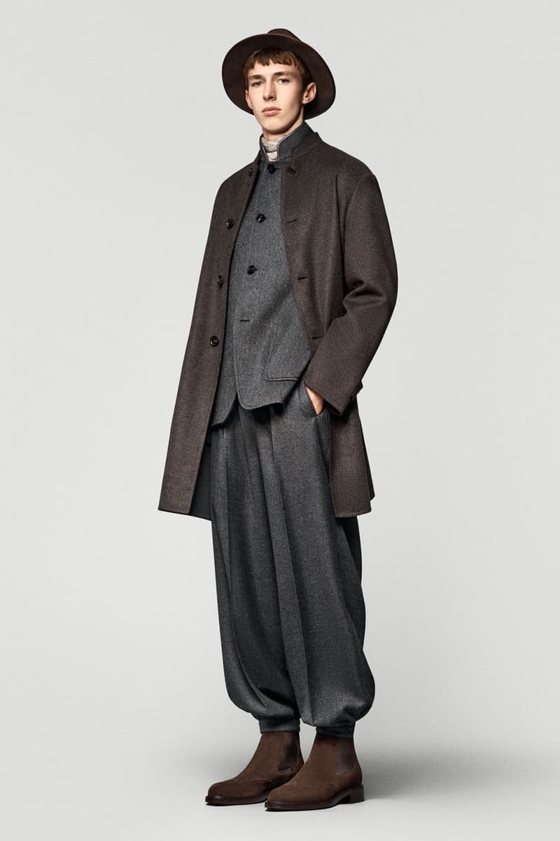 Loro piana fall winter 2025 2026 collection milan fashion week equestrian hunting jackets parka merino wool cashmere boots leather satin suit suede cheviot spagna jacket cape 