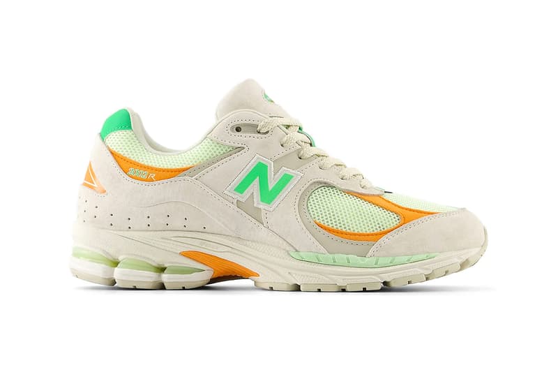 New Balance 2002R "Green Apple" U2002RZD green orange linen accents nb sneakers dad shoe suede march release