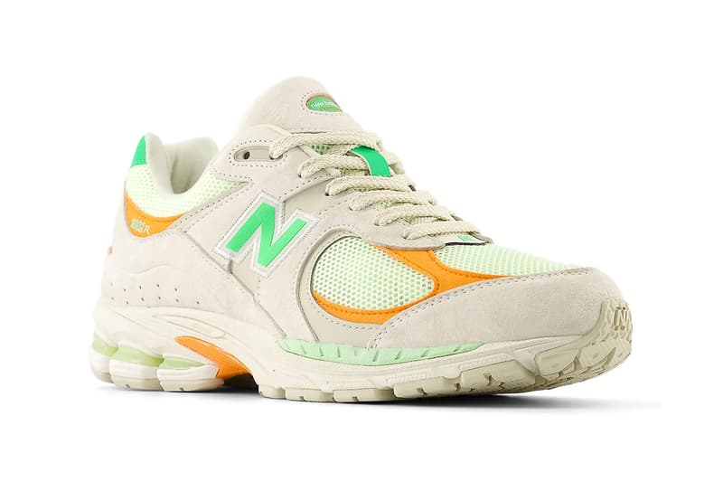 New Balance 2002R "Green Apple" U2002RZD green orange linen accents nb sneakers dad shoe suede march release