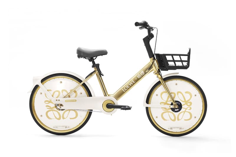 Loewe Teams up With Hello For Custom Golden Bikes chinese company bike sharing shanghai flagship