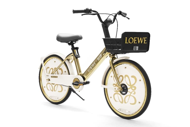 Loewe Teams up With Hello For Custom Golden Bikes chinese company bike sharing shanghai flagship