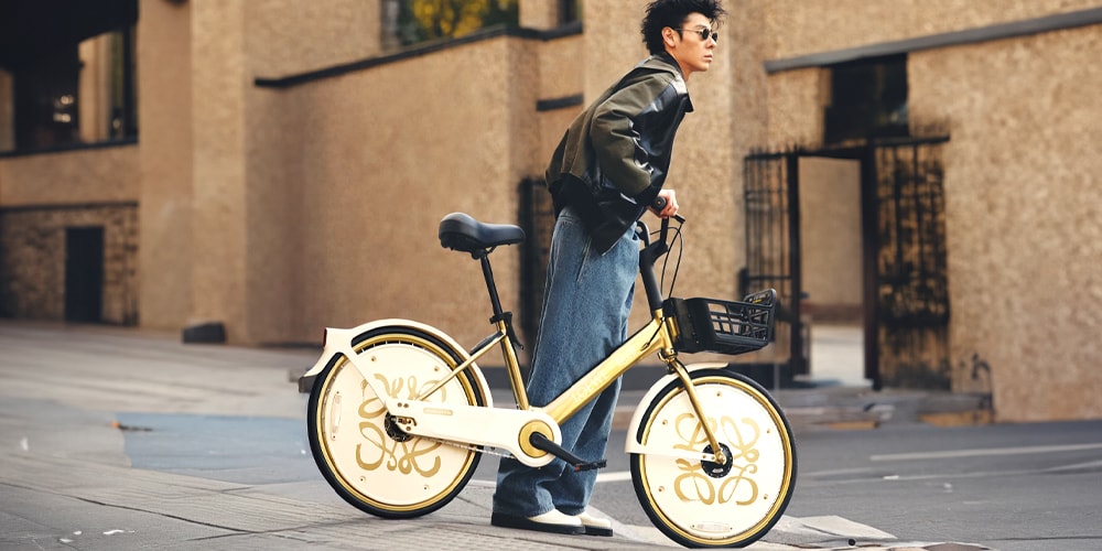 LOEWE Unveils Custom Monogrammed Golden Bikes