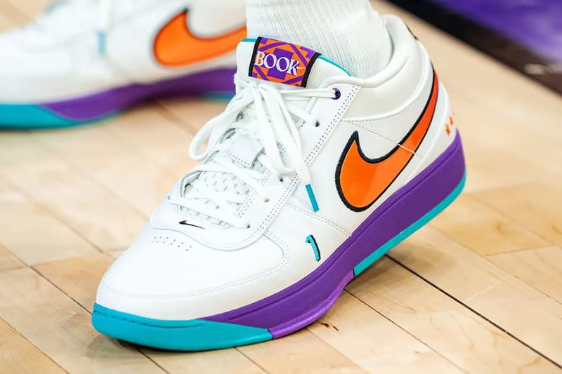 Devin Booker Reveal Flipped Nike Book 1 "1995 All-Star" PE Colorway white orange purple phoenix suns basketball nba game eastern conference team