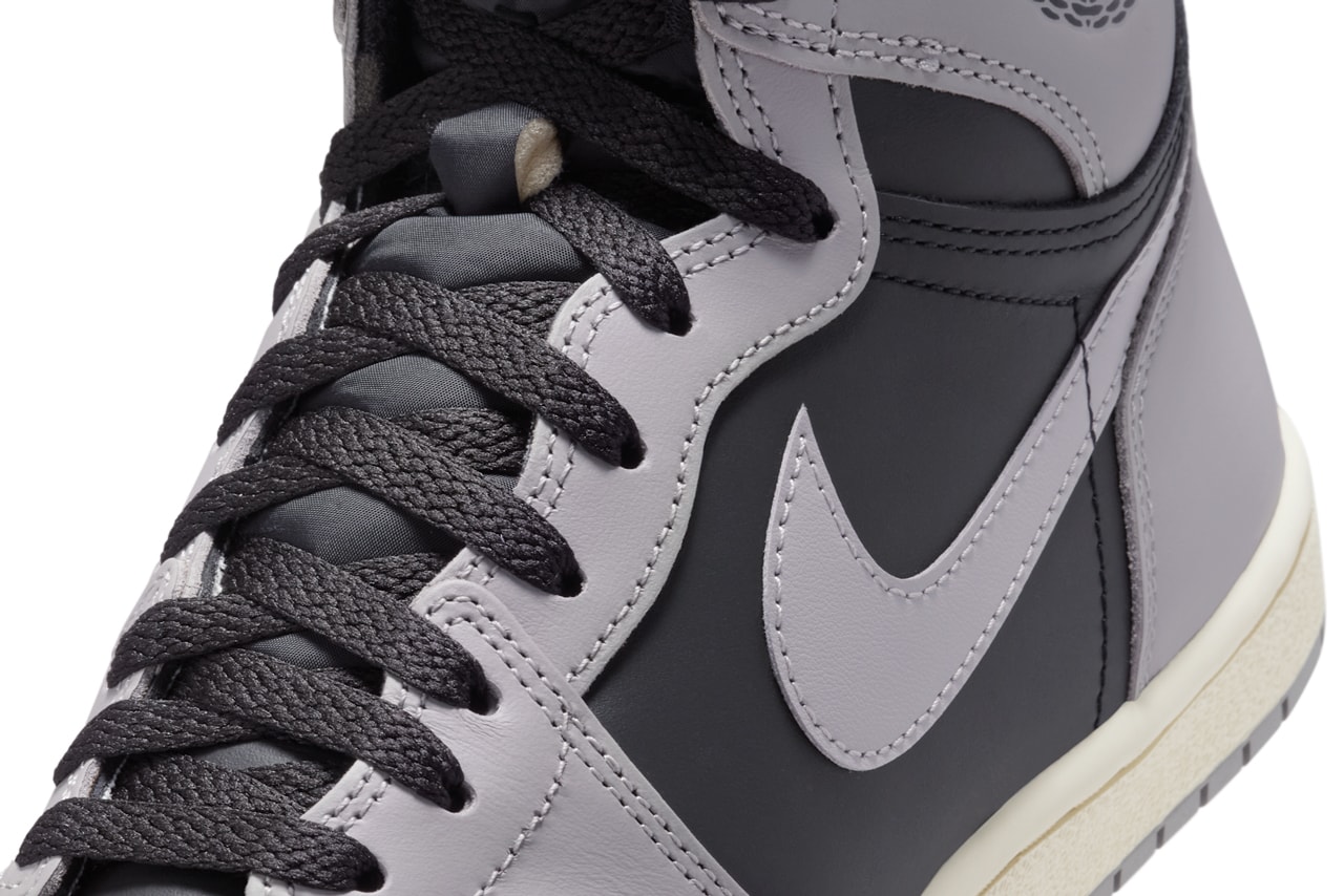 Air Jordan 1 Hi '85 "Irregular Shadow" Medium Grey-Black-Muslin HV6674-020 Summer 2025 swoosh jordan brand high top