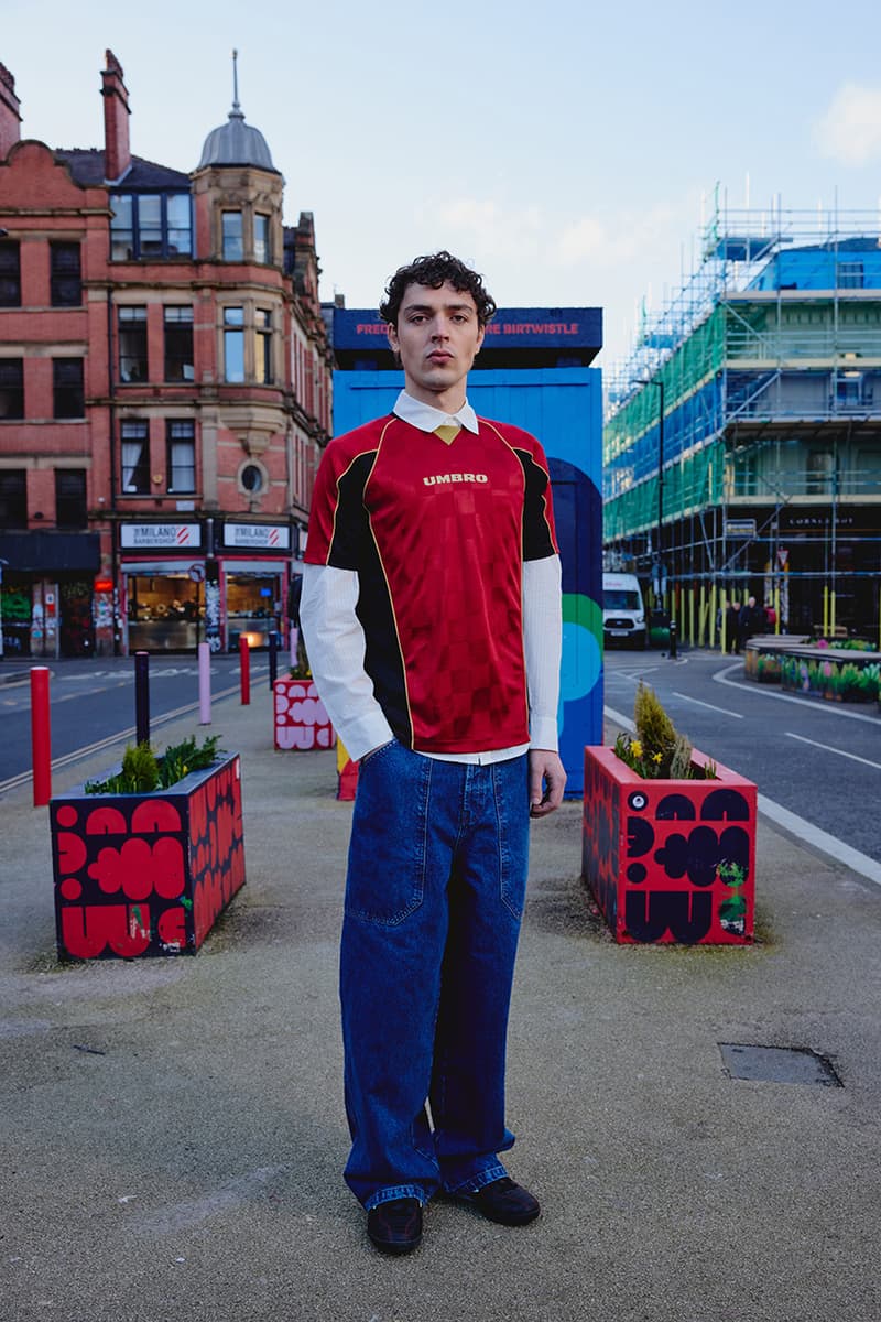 umbro football fashion sportswear collection spring summer 2025 bloke blokecore trend soccer heritage manchester united kingdom inspired palace supreme aries collaborations