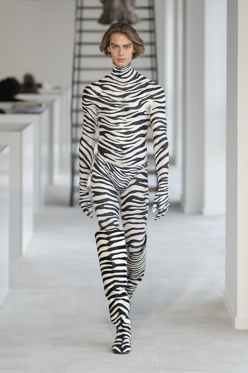 Duran Lantink FW25 Paris Fashion Week Runway Collection wild animal prints zebra alex consani tits out boobs voluptuous bouncy breast duranimals