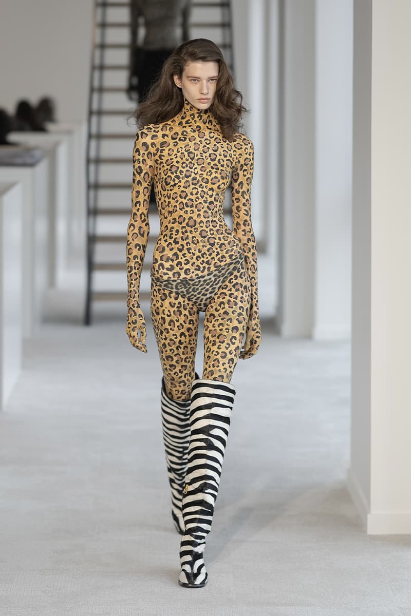 Duran Lantink FW25 Paris Fashion Week Runway Collection wild animal prints zebra alex consani tits out boobs voluptuous bouncy breast duranimals