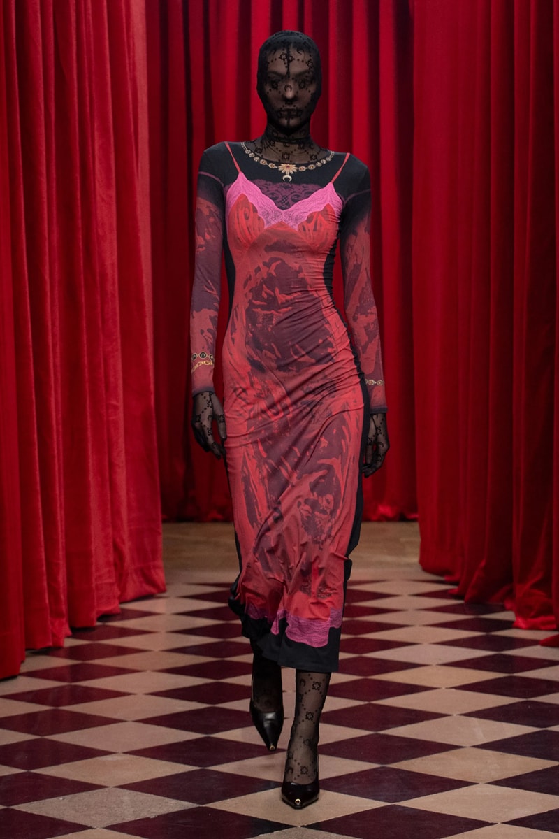 marine serre red dress Marine Serre Red Breath Of Fire Regenerated Carpet Dress Marine Serre