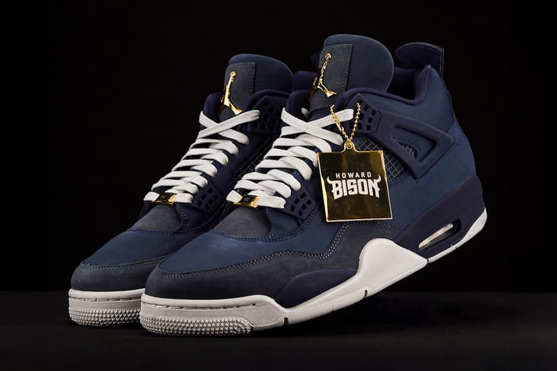 Jordan Brand Pays Homage to "Howard University" With Air Jordan 4 2025 PE detailed look shoes navy white hbcu