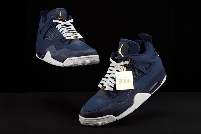 Jordan Brand Pays Homage to "Howard University" With Air Jordan 4 2025 PE detailed look shoes navy white hbcu