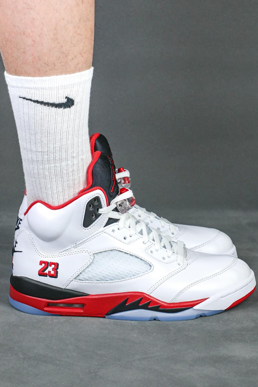 air michael jordan brand fire red 5 black tongue red midsole 2025 release date info photos price store list buying guide 