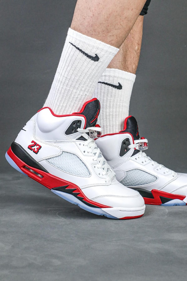 air michael jordan brand fire red 5 black tongue red midsole 2025 release date info photos price store list buying guide 