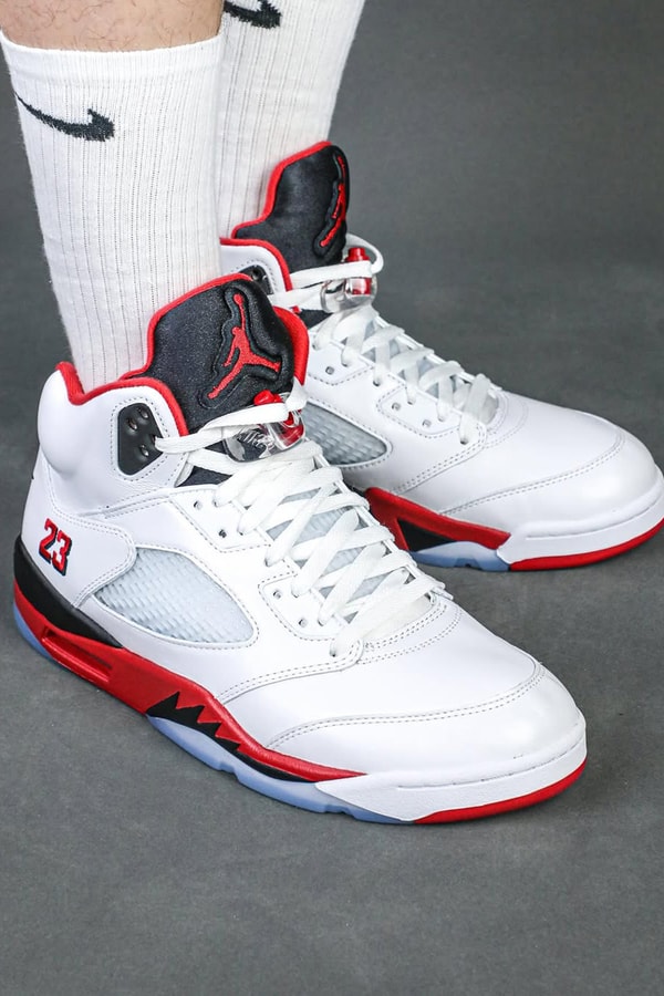 air michael jordan brand fire red 5 black tongue red midsole 2025 release date info photos price store list buying guide 