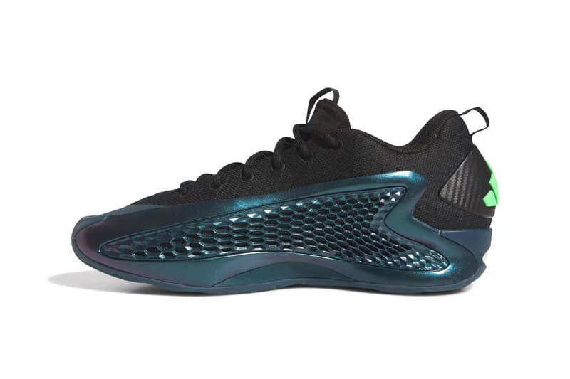 Official Look at the adidas AE1 Low "Arctic Night" anthony edwards release info Arctic Night/Core Black-Scream Green jq6135 nba minnesota timberwolves