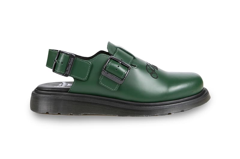 PLEASURES Drops Exclusive Dr. Martens Jorge Mule Collaboration footwear staple smooth green leather colorway