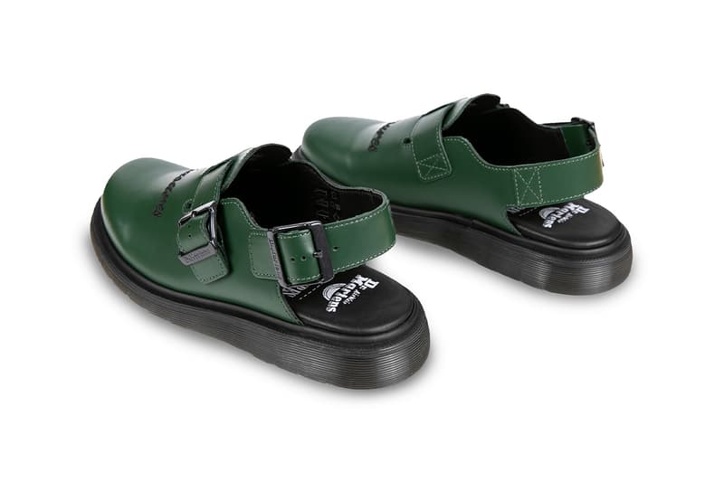 PLEASURES Drops Exclusive Dr. Martens Jorge Mule Collaboration footwear staple smooth green leather colorway