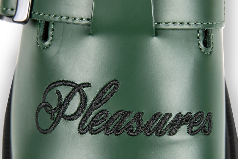 PLEASURES Drops Exclusive Dr. Martens Jorge Mule Collaboration footwear staple smooth green leather colorway