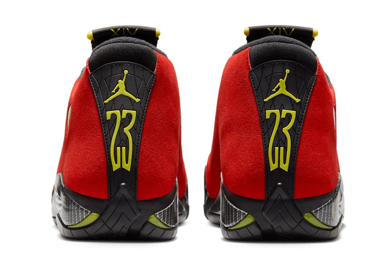 Air Jordan 14 "Ferrari" To Return Next Year IF5015-600 swoosh suede carbon fiber red yellow speed racecar italian craftsmanship retro basketball shoe sneaker jumpman jordan brand