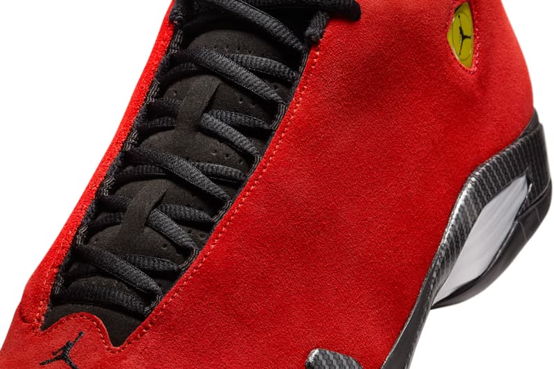Air Jordan 14 "Ferrari" To Return Next Year IF5015-600 swoosh suede carbon fiber red yellow speed racecar italian craftsmanship retro basketball shoe sneaker jumpman jordan brand