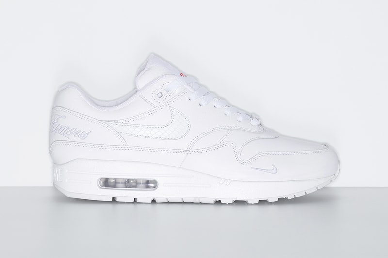 Supreme x Nike Air Max 1 Spring 2025 Collaboration release info black yellow purple leather world famous streetwear swoosh
