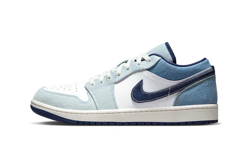 Nike Air Jordan 1 Low Denim "White/Sail/Star Blue/Midnight Navy" IH0648-141 Release Info Swoosh Jordan Brand
