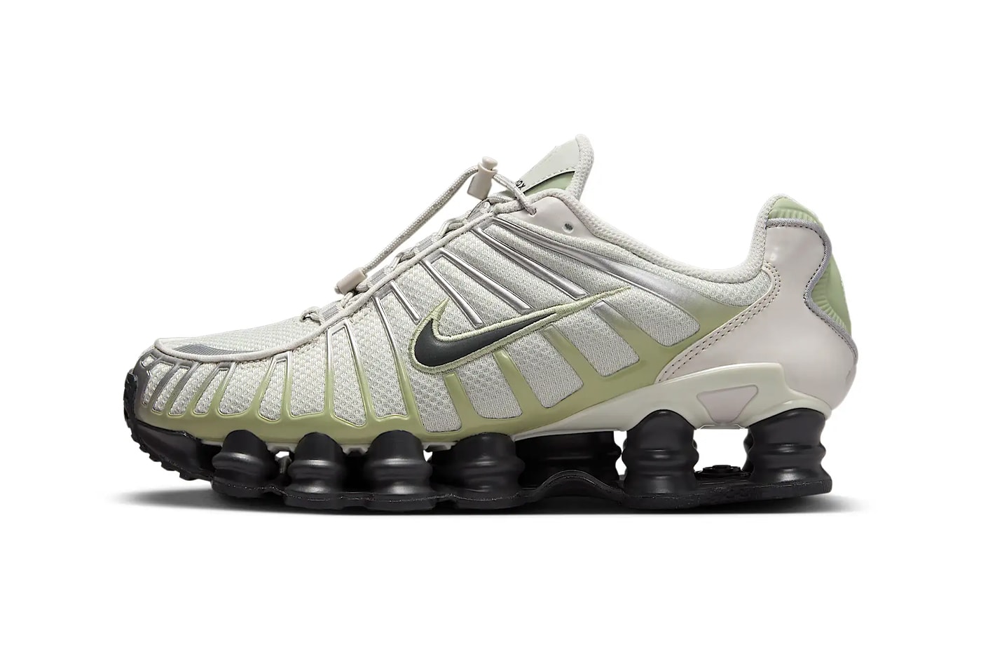 Nike Shox TL “Light Bone/Olive Aura/Metallic Silver/Off-Noir” FV0939-002 Release Info