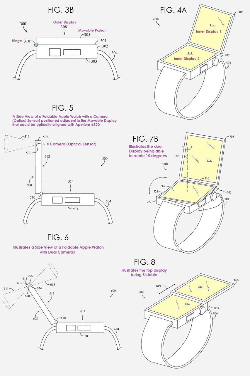 Apple Files Patent for Watch With Foldable Screens and Cameras