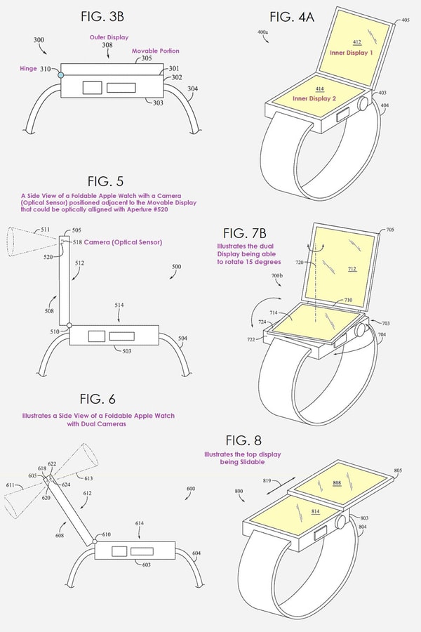 Apple Files Patent for Watch With Foldable Screens and Cameras