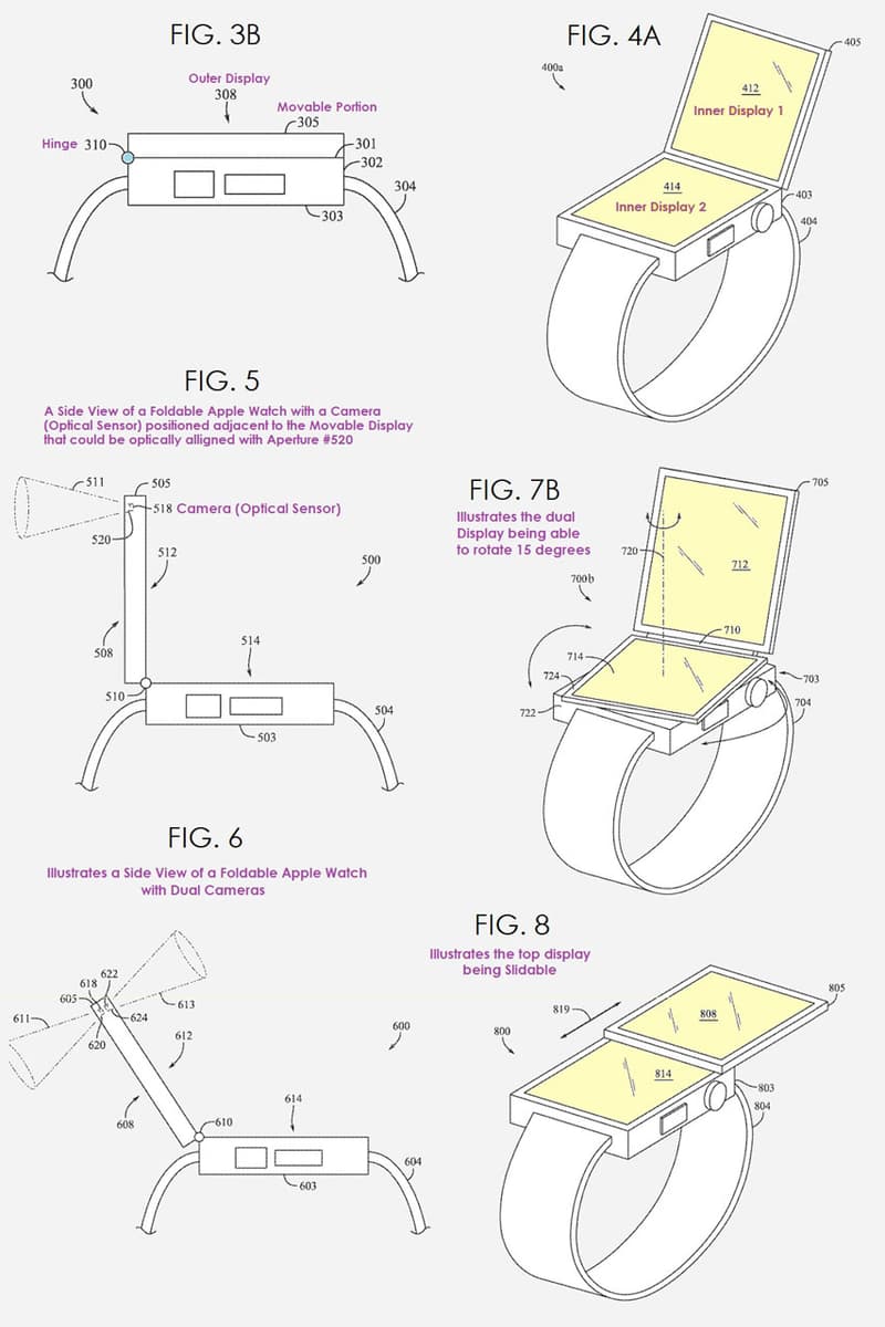 Apple Files Patent for Watch With Foldable Screens and Cameras