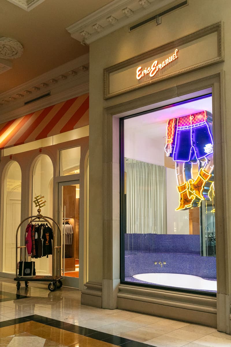 Eric Emanuel Opens First West Coast Store in Las Vegas ncaa march madness clothing ee drop mesh shorts basketball caesars palace forum shops