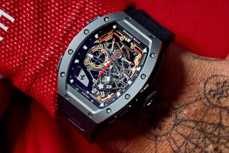 Richard Mille RM 43-01 Tourbillon Split-Seconds Chronograph Ferrari Info microblasted titanium Carbon TPT® Lewis Hamilton Charles Leclerc
