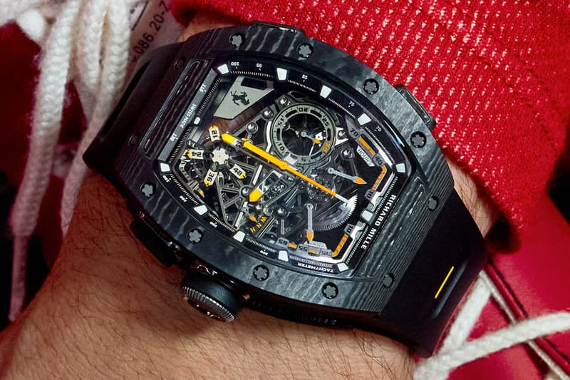 Richard Mille RM 43-01 Tourbillon Split-Seconds Chronograph Ferrari Info microblasted titanium Carbon TPT® Lewis Hamilton Charles Leclerc