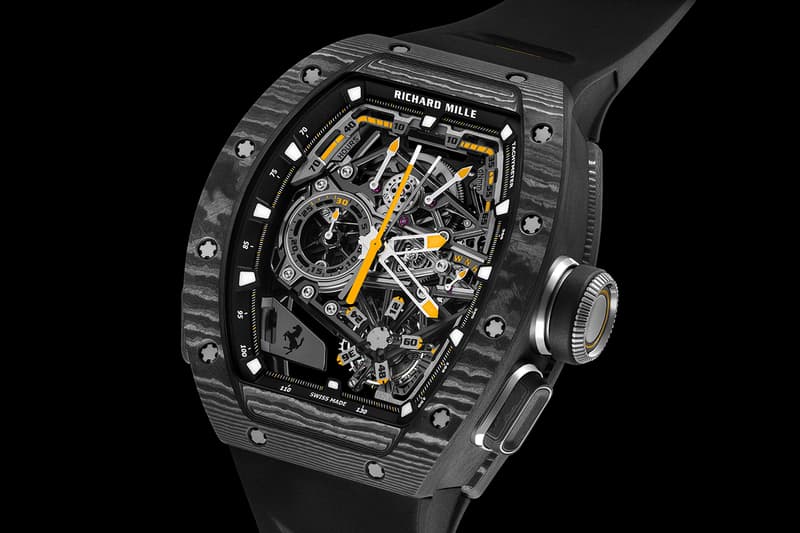 Richard Mille RM 43-01 Tourbillon Split-Seconds Chronograph Ferrari Info microblasted titanium Carbon TPT® Lewis Hamilton Charles Leclerc