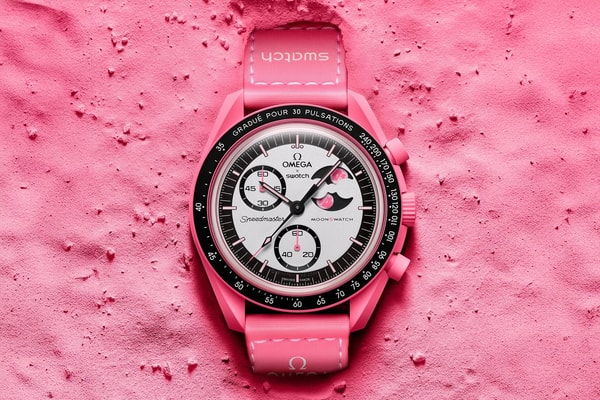 OMEGA x Swatch Mission to the Pink Moonphase MoonSwatch Release Info April Pink Moon pulsometer heart motif bright pink bioceramic limited edition