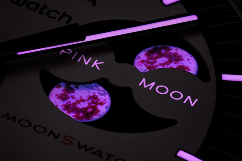 OMEGA x Swatch Mission to the Pink Moonphase MoonSwatch Release Info April Pink Moon pulsometer heart motif bright pink bioceramic limited edition
