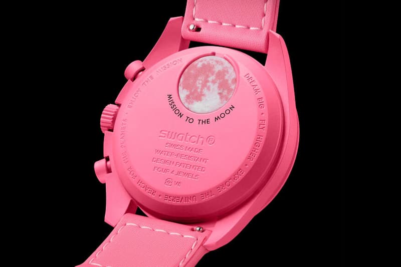 OMEGA x Swatch Mission to the Pink Moonphase MoonSwatch Release Info April Pink Moon pulsometer heart motif bright pink bioceramic limited edition