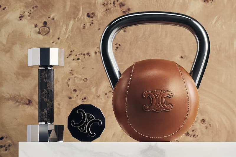Elevate Your Work Out With Celine's Newest Fitness Collection dumbbells weights brick yoga mat kettlebell reformer jump rope