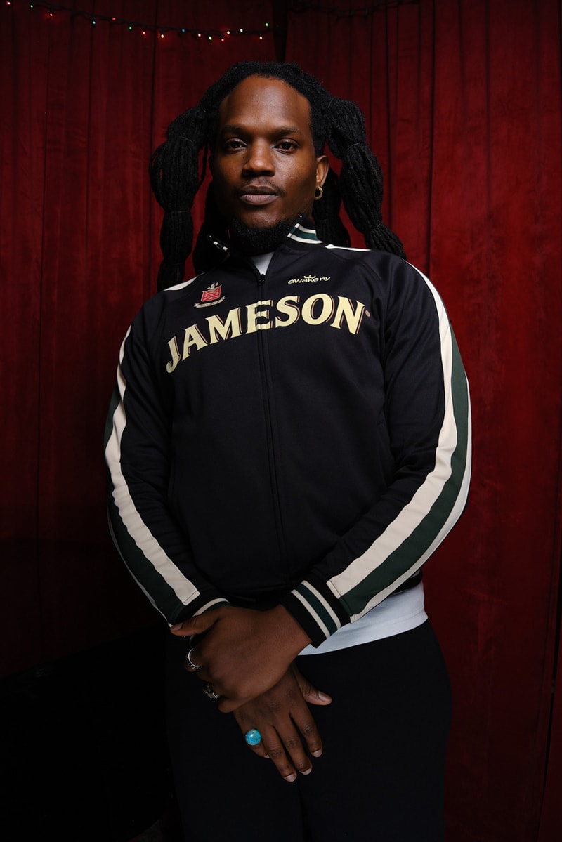 jameson awake ny capsule collection triple distilled music jersey track jacket new york hip hop st patrick's day nublu jersey 