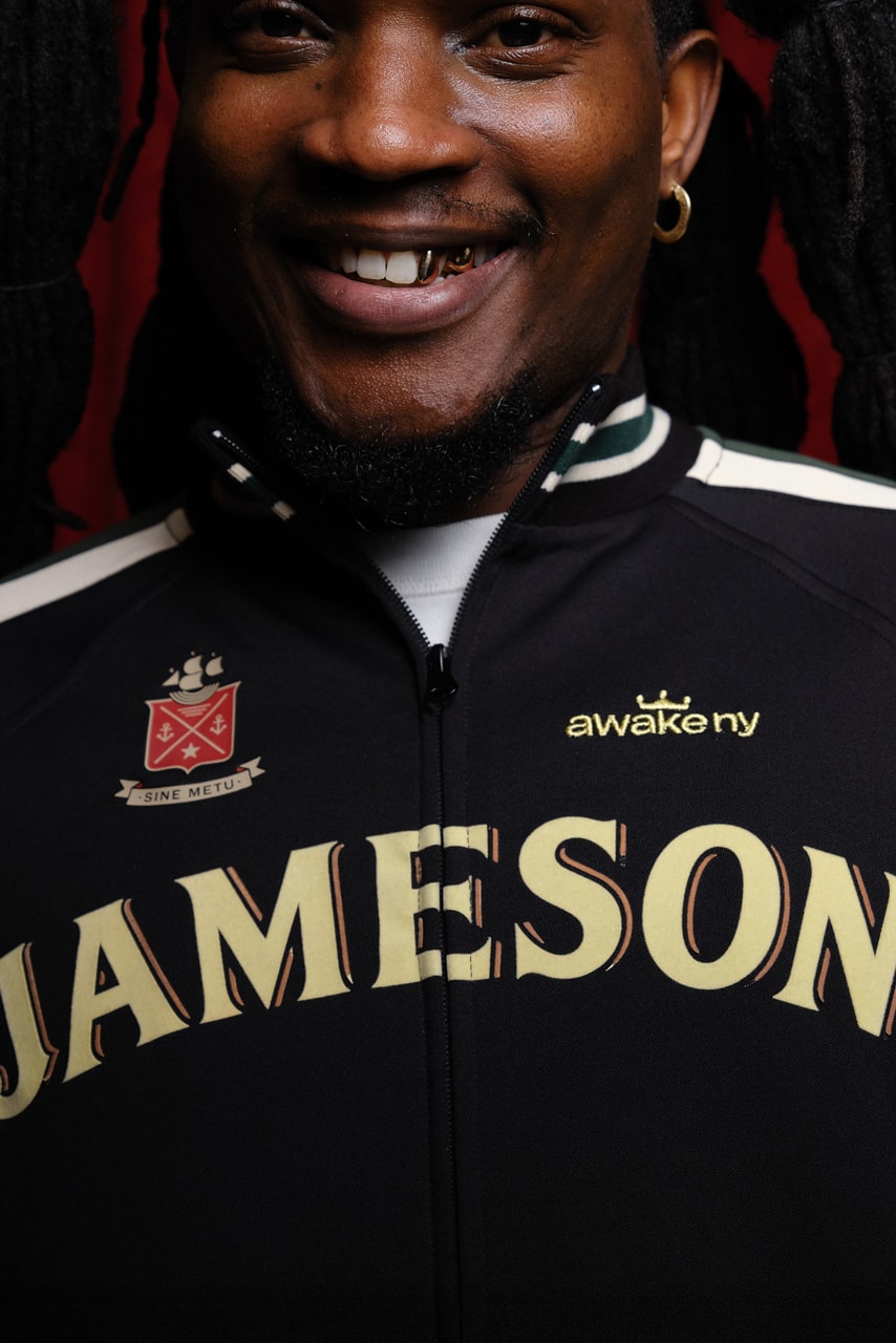 jameson awake ny capsule collection triple distilled music jersey track jacket new york hip hop st patrick's day nublu jersey 