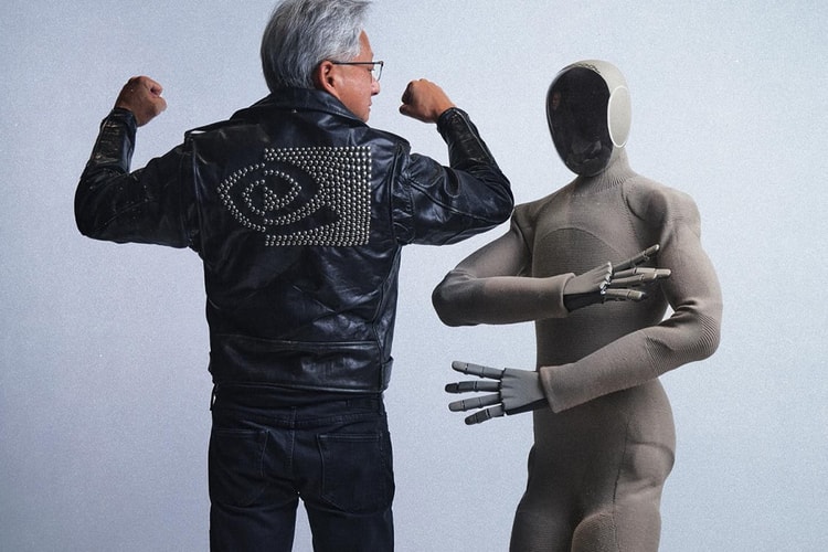 CEO of NVIDIA Receives Custom ERL Leather Jacket From Neo Gamma Humanoid Robot