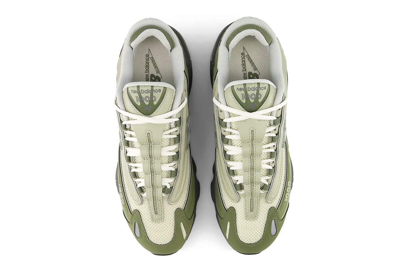 New Balance 1000 Surfaces in "Dark Olivine" nb boston brand green militaristic green shoes sneakers dad shoes chunky retro