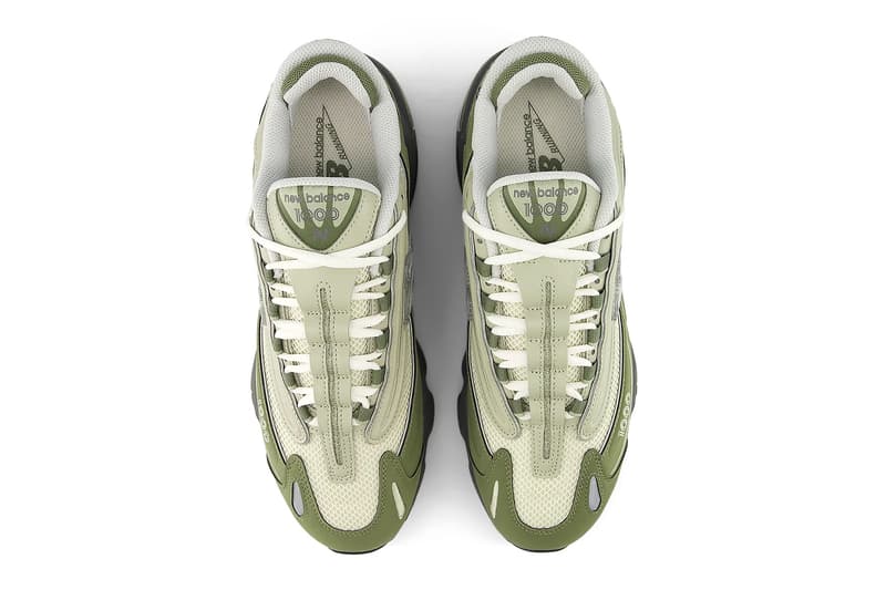 New Balance 1000 Surfaces in "Dark Olivine" nb boston brand green militaristic green shoes sneakers dad shoes chunky retro