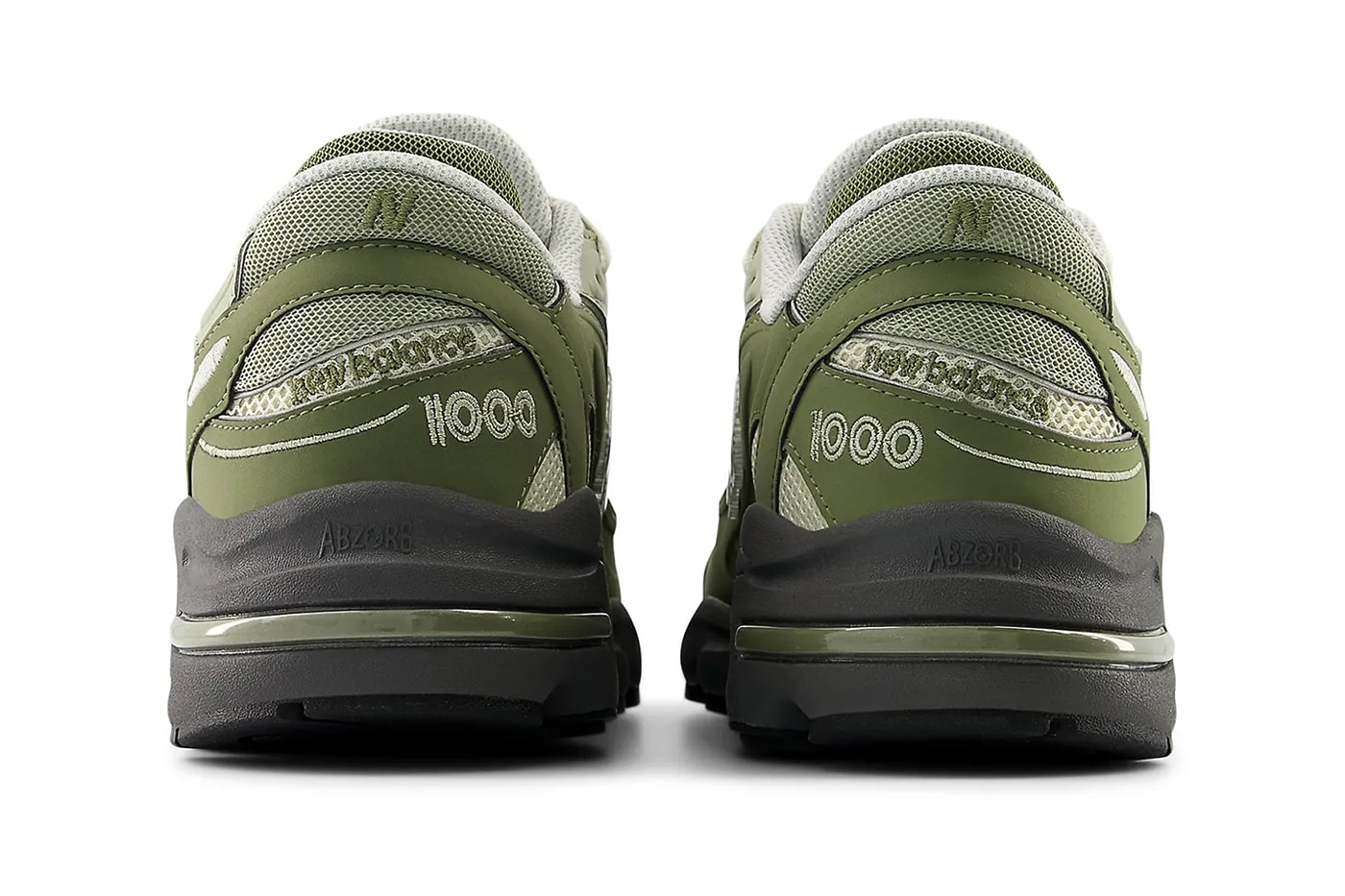 New Balance 1000 Surfaces in "Dark Olivine" nb boston brand green militaristic green shoes sneakers dad shoes chunky retro