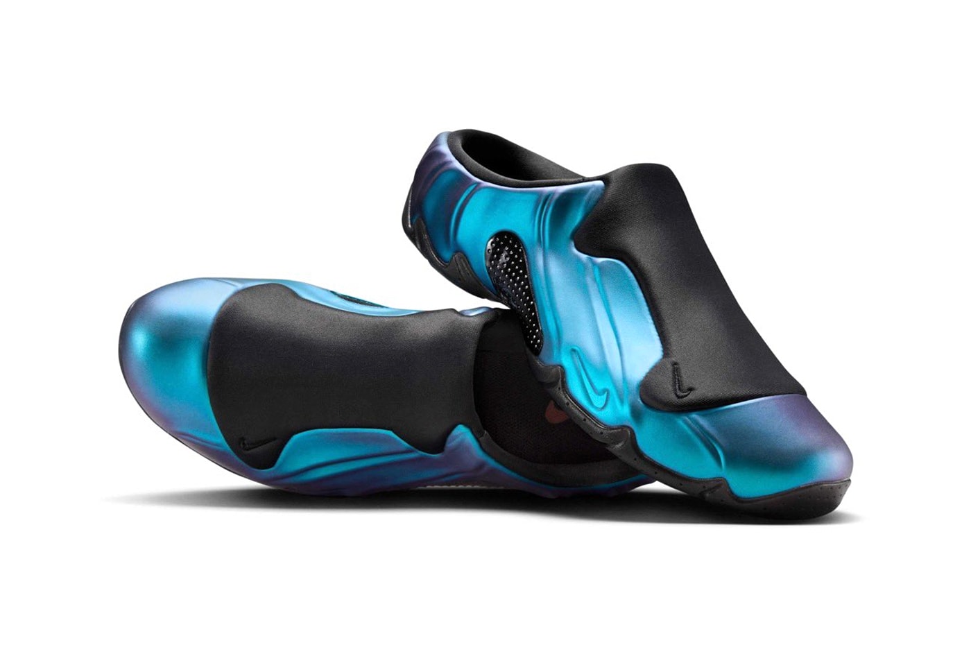 Official Look at the Nike Clogposite "Dusty Cactus" Off Noir/Dusty Cactus-Persian Violet iridescent slip on foamposite air flightposite basketball retro