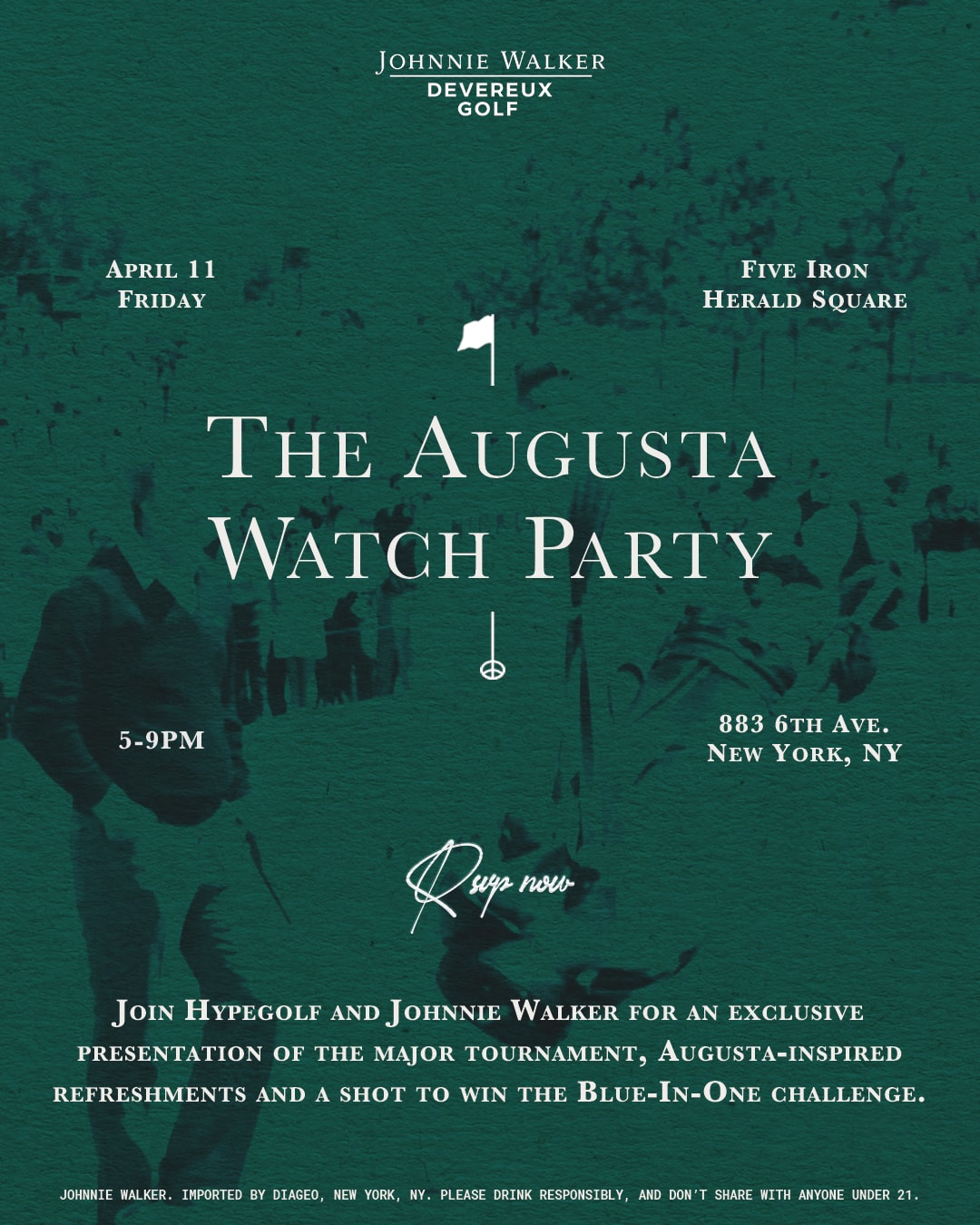 Johnnie Walker Five Iron Golf Devereux Golf Keep Walking Collection WM Phoenix Open Masters Tournament at Augusta National Golf Club