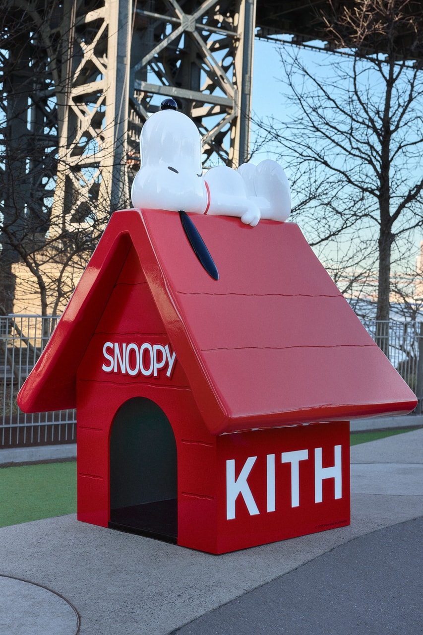 Kith Brings Snoopy's Doghouse to Domino Park peanuts collab brooklyn nyc charlie brown