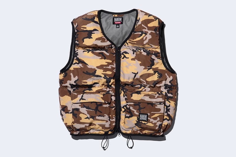 Supreme x Marithé + Françoise Girbaud Spring 2025 Collaboration french fashion house François Girbaud and Marithé Bachellerie western house M+FG   Leather Flight Bomber Jacket, Denim Trucker Jacket, Down Puffer Vest, Hockey Jersey, Hooded Sweatshirt, Leather Cargo Pant, Baggy Jean, Sweatpant, Denim Short, Tee, Camp Cap, Beanie, Tote Bag and Towel