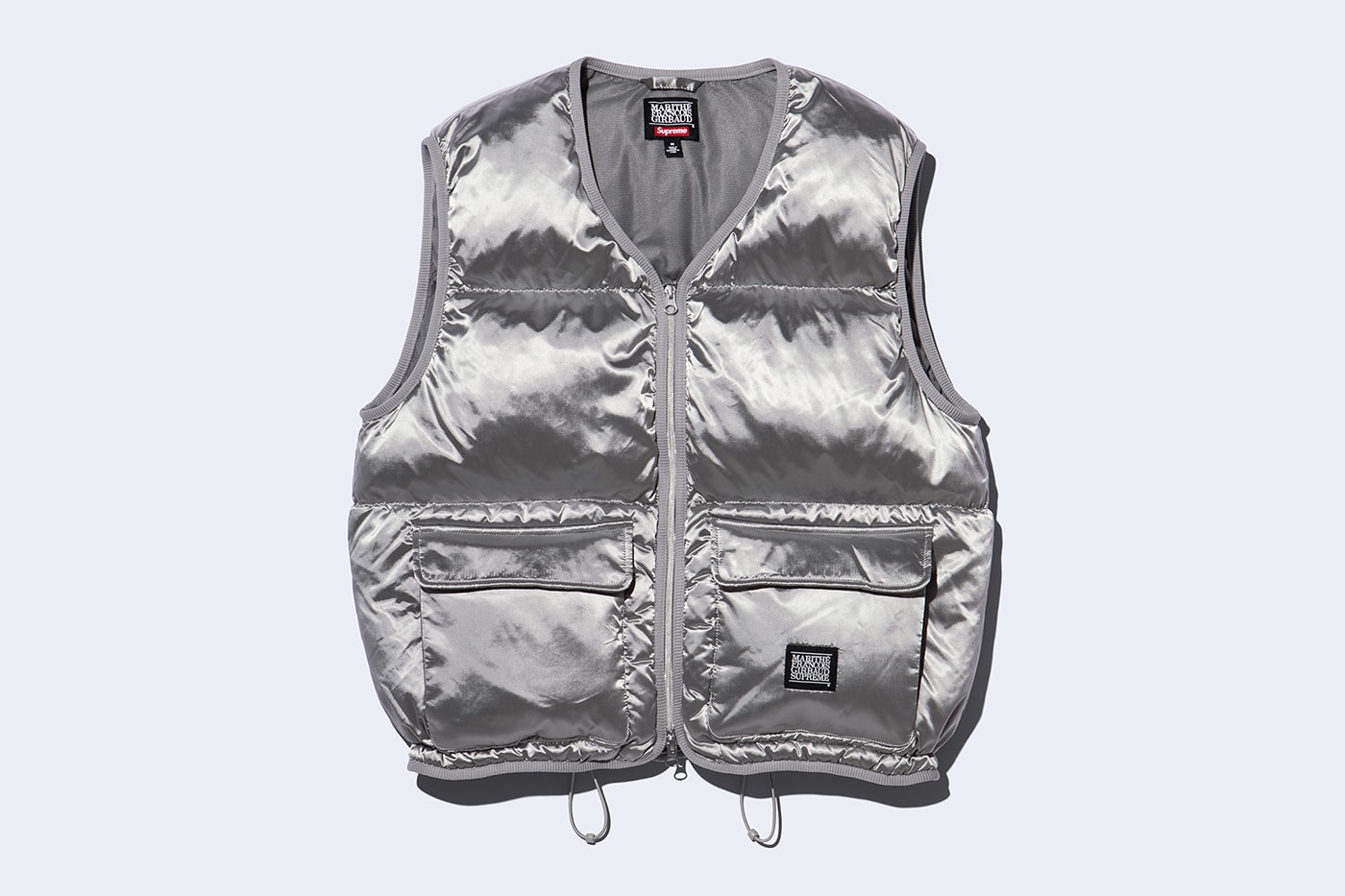 Supreme x Marithé + Françoise Girbaud Spring 2025 Collaboration french fashion house François Girbaud and Marithé Bachellerie western house M+FG   Leather Flight Bomber Jacket, Denim Trucker Jacket, Down Puffer Vest, Hockey Jersey, Hooded Sweatshirt, Leather Cargo Pant, Baggy Jean, Sweatpant, Denim Short, Tee, Camp Cap, Beanie, Tote Bag and Towel